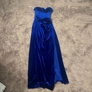 Strapless Velvet Evening Gown in Royal Blue